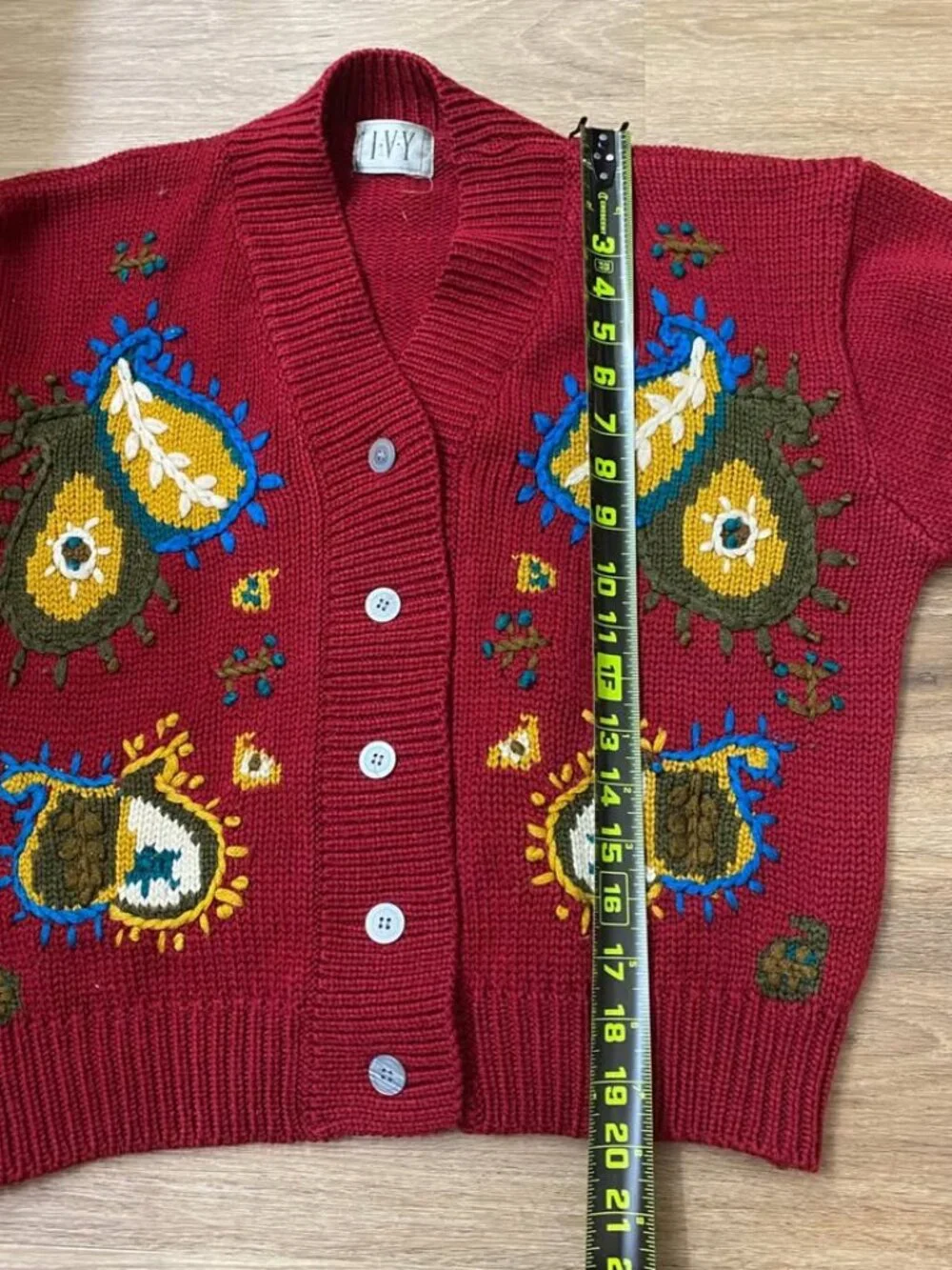 Vintage 90s Paisley Embroidered Grandmacore Cardigan Sweater – Approx. M